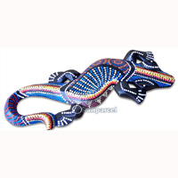 Singel Gecko Dot Art Wall Plaque, Handcarved From Albesia Wood