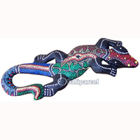 Singel Gecko Dot Art Wall Plaque, Handcarved From Albesia Wood