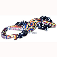 Singel Gecko Dot Art Wall Plaque, Handcarved From Albesia Wood