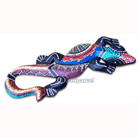Singel Gecko Dot Art Wall Plaque, Handcarved From Albesia Wood