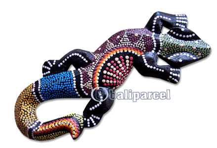 Singel Gecko Dot Art Wall Plaque, Handcarved From Albesia Wood