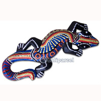 Singel Gecko Dot Art Wall Plaque, Handcarved From Albesia Wood