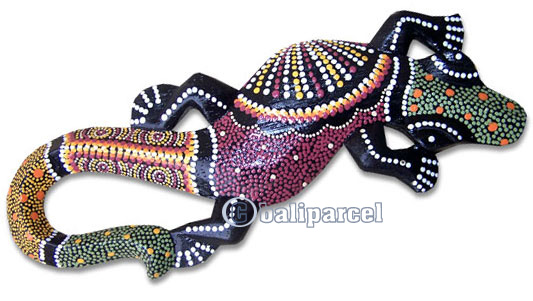 Singel Gecko Dot Art Wall Plaque, Handcarved From Albesia Wood