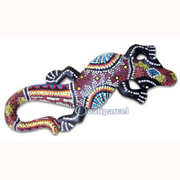 Singel Gecko Dot Art Wall Plaque, Handcarved From Albesia Wood