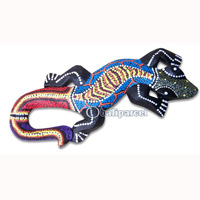 Singel Gecko Dot Art Wall Plaque, Handcarved From Albesia Wood