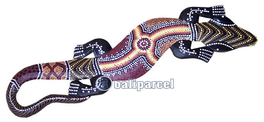 Singel Gecko Dot Art Wall Plaque, Handcarved From Albesia Wood