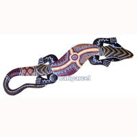 Singel Gecko Dot Art Wall Plaque, Handcarved From Albesia Wood