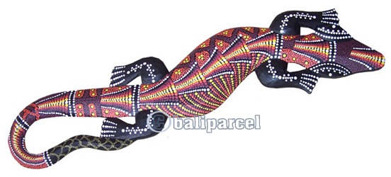 Singel Gecko Dot Art Wall Plaque, Handcarved From Albesia Wood