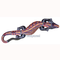 Singel Gecko Dot Art Wall Plaque, Handcarved From Albesia Wood