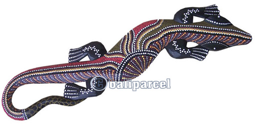 Singel Gecko Dot Art Wall Plaque, Handcarved From Albesia Wood