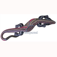 Singel Gecko Dot Art Wall Plaque, Handcarved From Albesia Wood