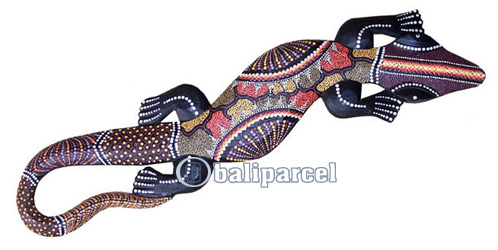 Singel Gecko Dot Art Wall Plaque, Handcarved From Albesia Wood