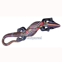 Singel Gecko Dot Art Wall Plaque, Handcarved From Albesia Wood