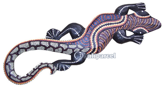 Singel Gecko Dot Art Wall Plaque, Handcarved From Albesia Wood