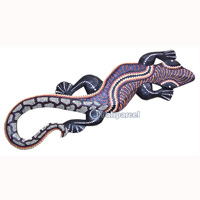 Singel Gecko Dot Art Wall Plaque, Handcarved From Albesia Wood