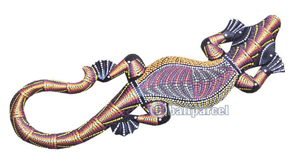 Singel Gecko Dot Art Wall Plaque, Handcarved From Albesia Wood