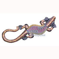 Singel Gecko Dot Art Wall Plaque, Handcarved From Albesia Wood