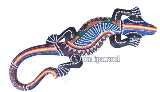 Singel Gecko Dot Art Wall Plaque, Handcarved From Albesia Wood