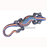 Singel Gecko Dot Art Wall Plaque, Handcarved From Albesia Wood