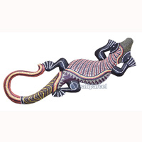 Singel Gecko Dot Art Wall Plaque, Handcarved From Albesia Wood