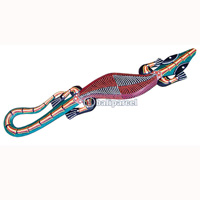 Singel Gecko Dot Art Wall Plaque, Handcarved From Albesia Wood
