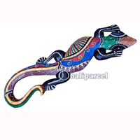 Singel Gecko Dot Art Wall Plaque, Handcarved From Albesia Wood