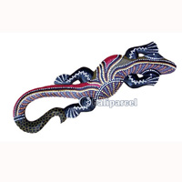 Singel Gecko Dot Art Wall Plaque, Handcarved From Albesia Wood