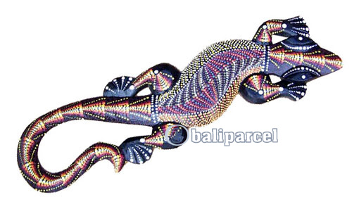 Singel Gecko Dot Art Wall Plaque, Handcarved From Albesia Wood