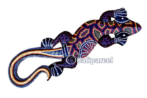 Singel Gecko Dot Art Wall Plaque, Handcarved From Albesia Wood
