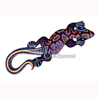 Singel Gecko Dot Art Wall Plaque, Handcarved From Albesia Wood