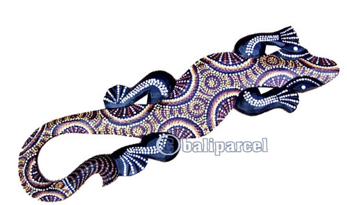 Singel Gecko Dot Art Wall Plaque, Handcarved From Albesia Wood