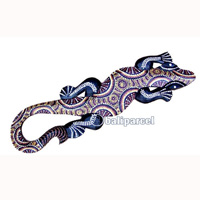 Singel Gecko Dot Art Wall Plaque, Handcarved From Albesia Wood
