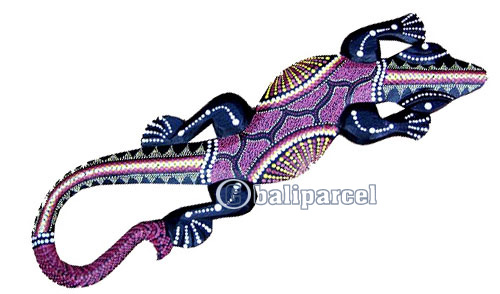 Singel Gecko Dot Art Wall Plaque, Handcarved From Albesia Wood