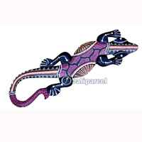 Singel Gecko Dot Art Wall Plaque, Handcarved From Albesia Wood