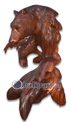 Wooden Bear, Hand Carved From Suar Wood