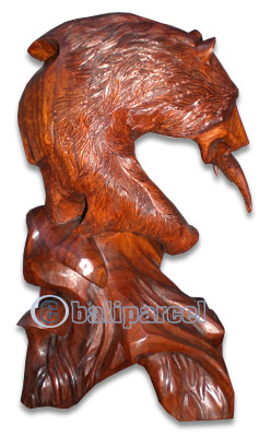 Wooden Bear, Hand Carved From Suar Wood