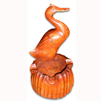 Wooden Duck Ashtray, Hand Carved From Hibiscus Wood