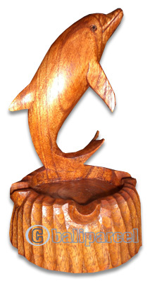 Wooden Dolphin Ashtray, Hand Carved From Hibiscus Wood