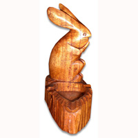 Wooden Rabbit Ashtray, Hand Carved From Hibiscus Wood