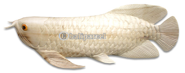 Wooden Arwana Fish, Hand Carved From Waru Wood
