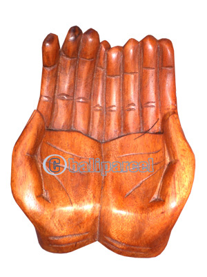 Hand Fruits Holder, Hand Carved From Suar Wood