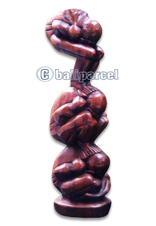 Yogi Abstract Carving, Hand Carved From Suar Wood
