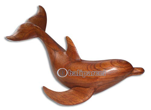 Wooden Dolphin Wood Carving, Hand Carved From Hibiscus Wood