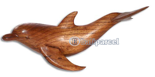 Wooden Dolphin Wood Carving, Hand Carved From Hibiscus Wood