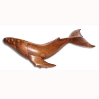 Wooden Whale Wood Carving, Handcarved From Hibiscus Wood