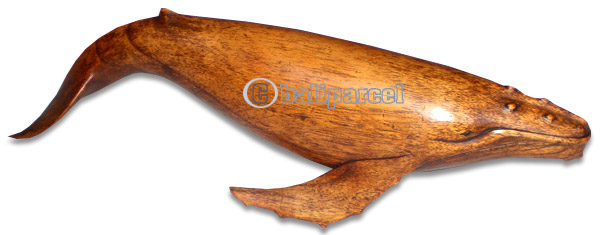 Wooden Whale Wood Carving, Handcarved From Hibiscus Wood
