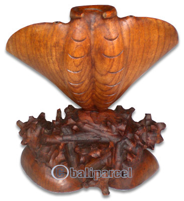 Wooden Manta Ray Carving, Handcarved From Suar Wood