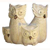 Wooden Owls, Hand Carved From Crocodile Wood