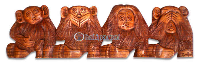 Wooden Monkey Wallhanging, Hand Carved From Hibiscus Wood