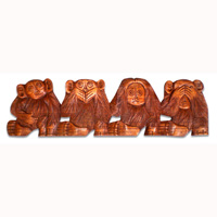 Wooden Monkey Wallhanging, Hand Carved From Hibiscus Wood